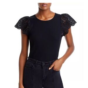Aqua Ruffle Eyelet Sleeve Women's Top
